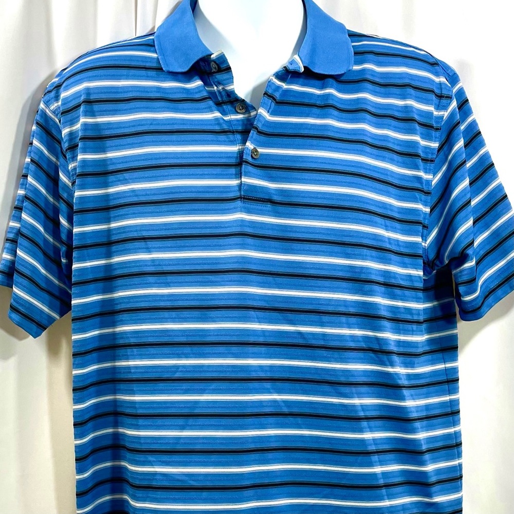 PGA Tour Blue & White Striped Golf Polo Men’s XL